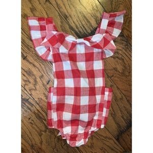 Infant Kids Baby Girl Red Plaid Romper